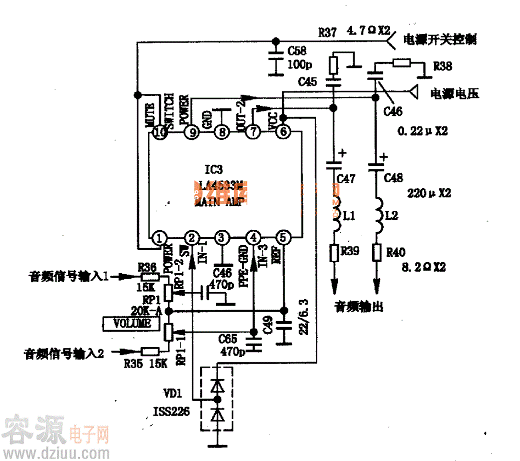 LA4533 M集成塊的典型應用電路