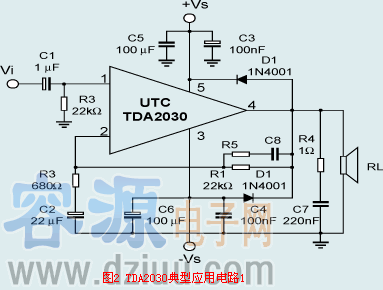 簡單TDA2030音頻功率放大電路2
