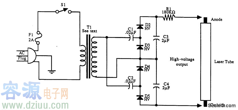交流控制的氦氖電源電路