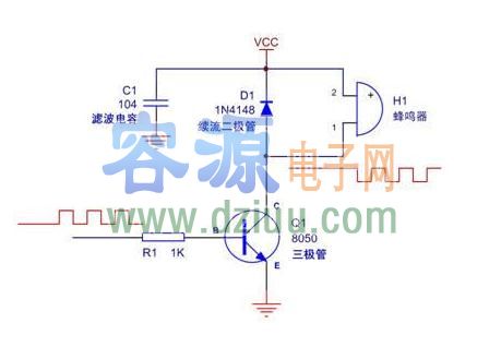 蜂鳴器與單片機連接圖