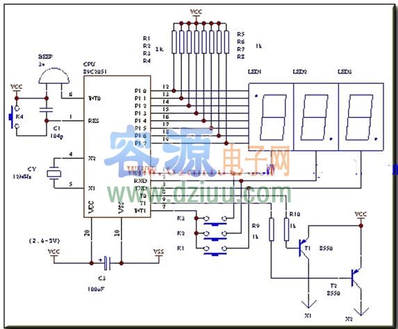 AT89C2051設計的多功能倒計時器電路