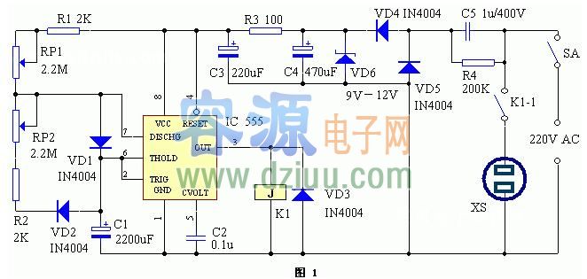 用NE555制作重復(fù)式定時(shí)電路